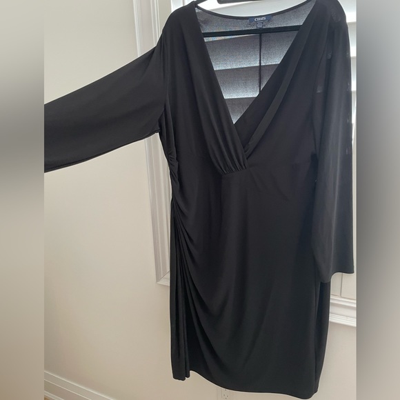 Chaps black long sleeve faux wrap dress size 20 - Picture 4 of 6